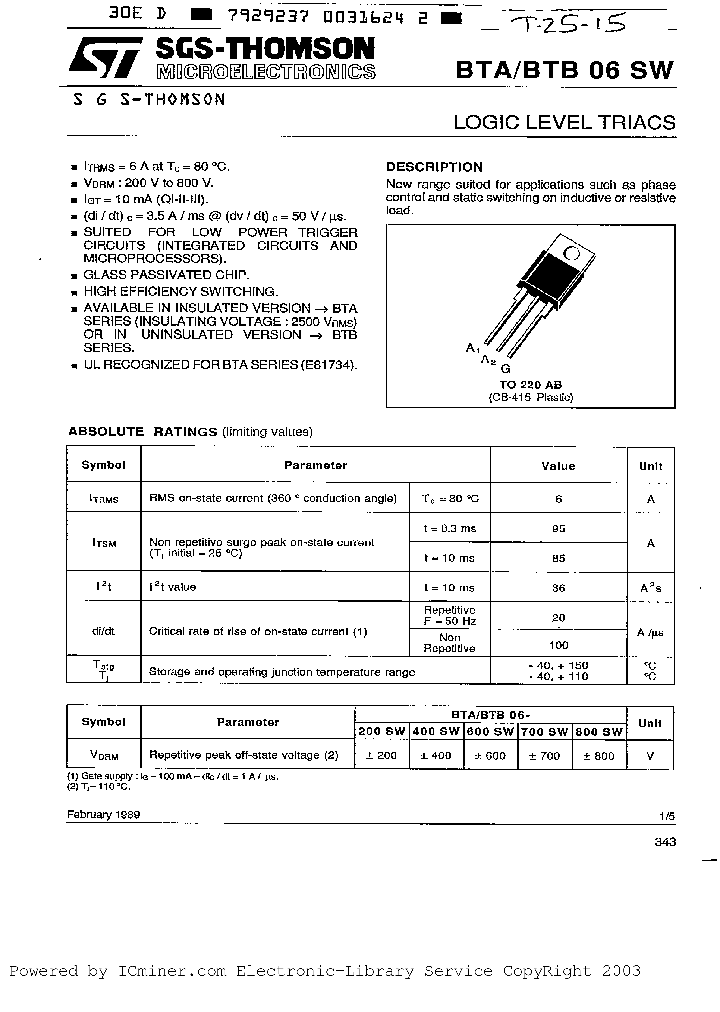 BTA06-200SW_2999242.PDF Datasheet