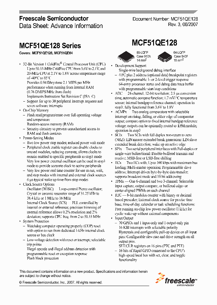 MCF51QE128CLH_3003119.PDF Datasheet