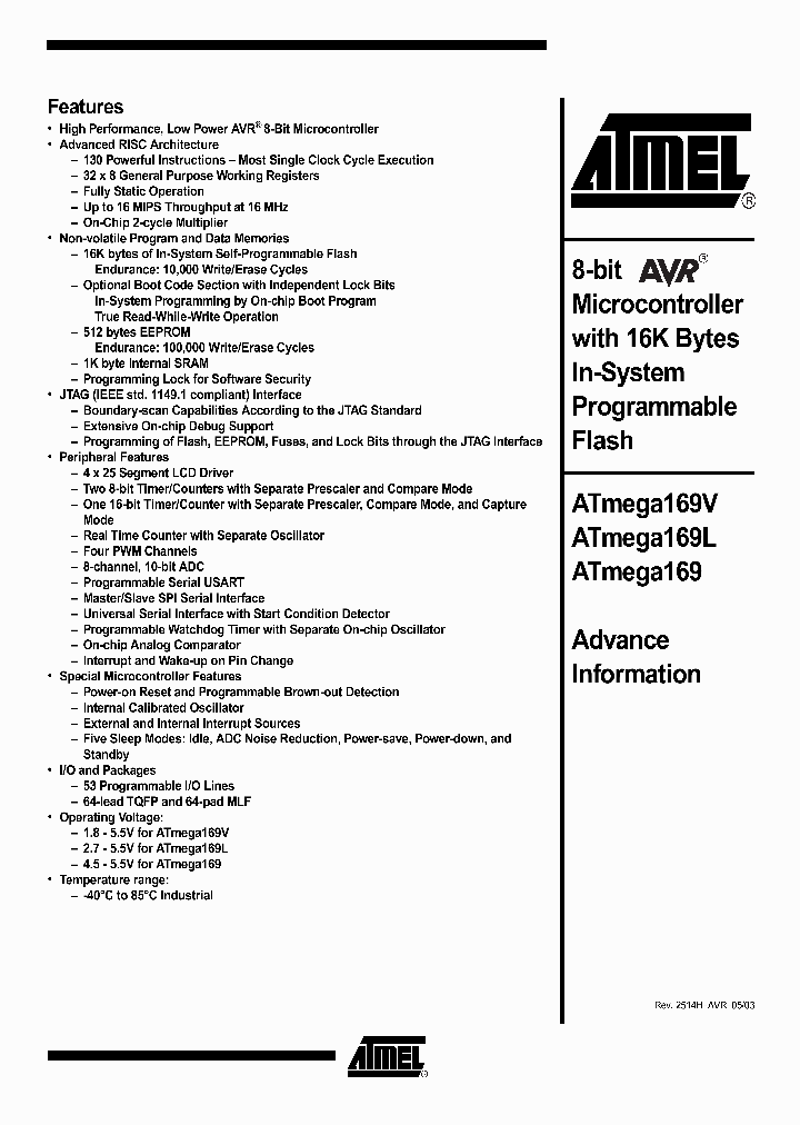 ATMEGA169VL_3005900.PDF Datasheet