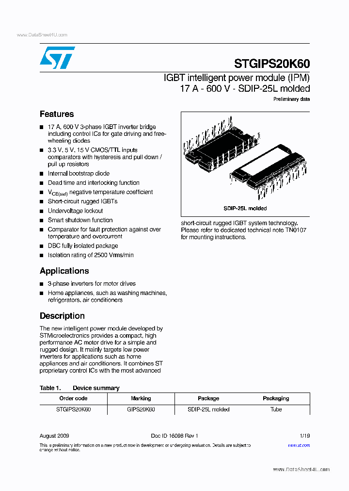 STGIPS20K60_3005549.PDF Datasheet