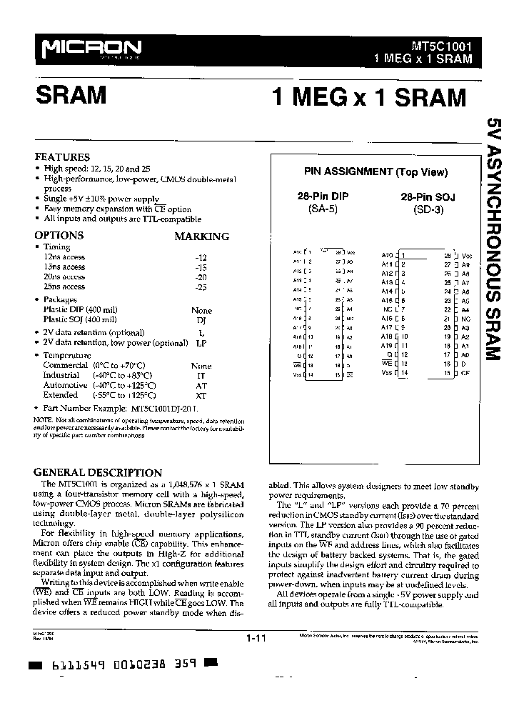 MT5C1001-45XT_3003486.PDF Datasheet