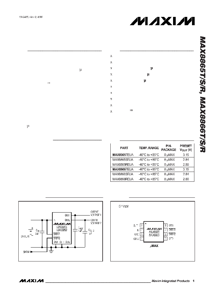 MAX8866TSR_3007961.PDF Datasheet