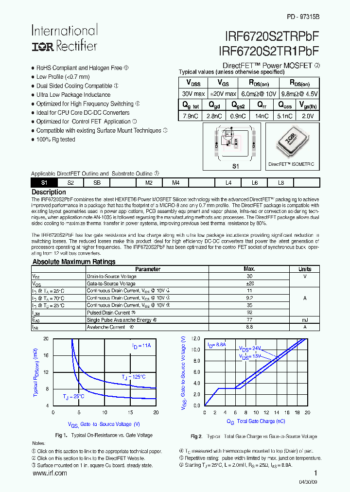 IRF6720S2TR1PBF09_3014961.PDF Datasheet