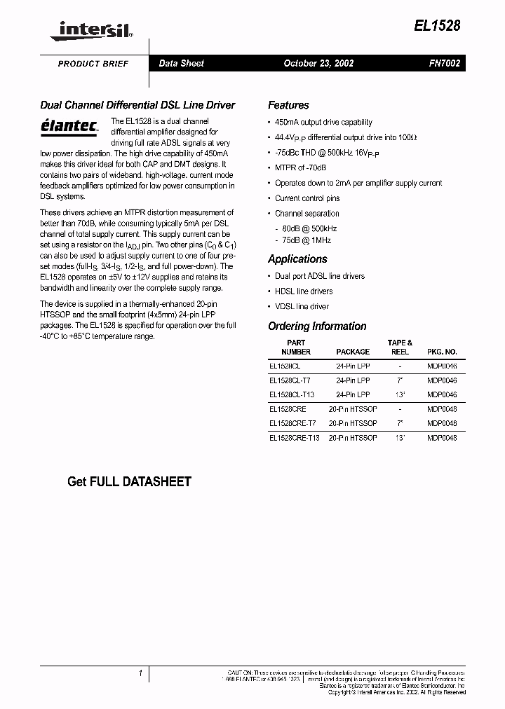 EL1528_3015427.PDF Datasheet