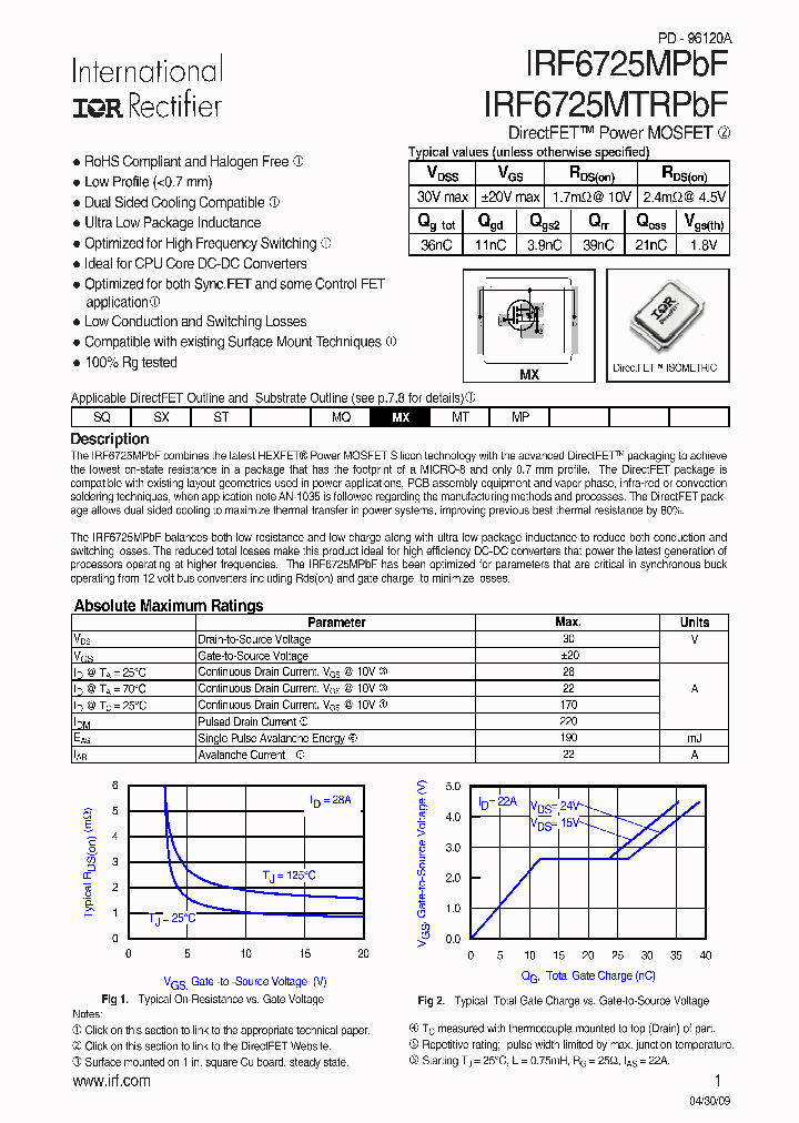 IRF6725MPBF09_3014972.PDF Datasheet