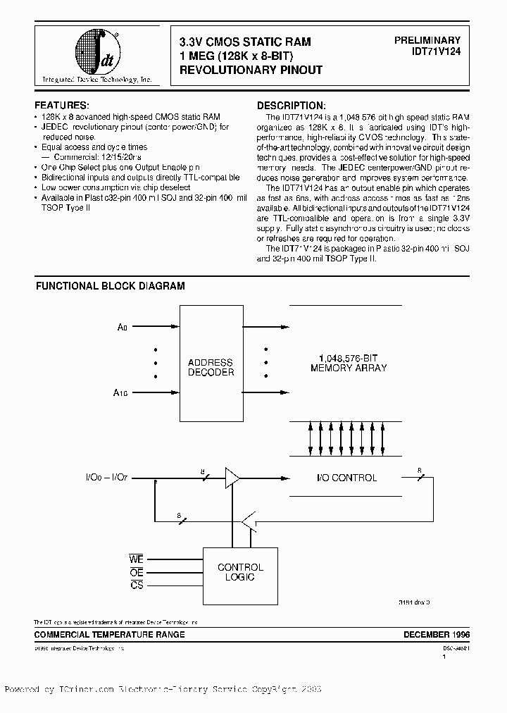 IDT71V124S12Y_3018497.PDF Datasheet