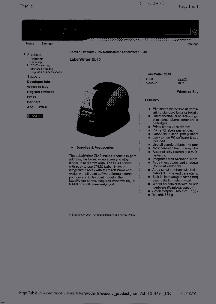 99207LABELWRITEREL40_3019756.PDF Datasheet