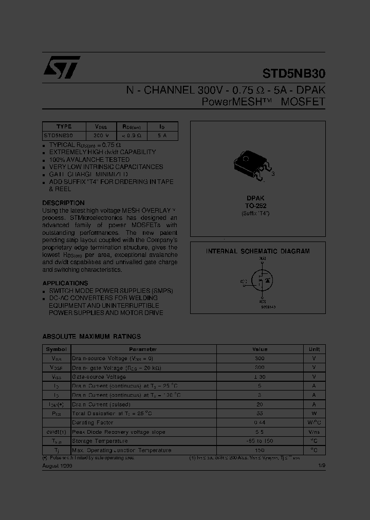 STD5NB30T4_3019769.PDF Datasheet