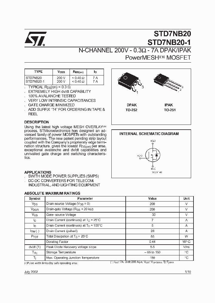 STD7NB20T4_3020208.PDF Datasheet