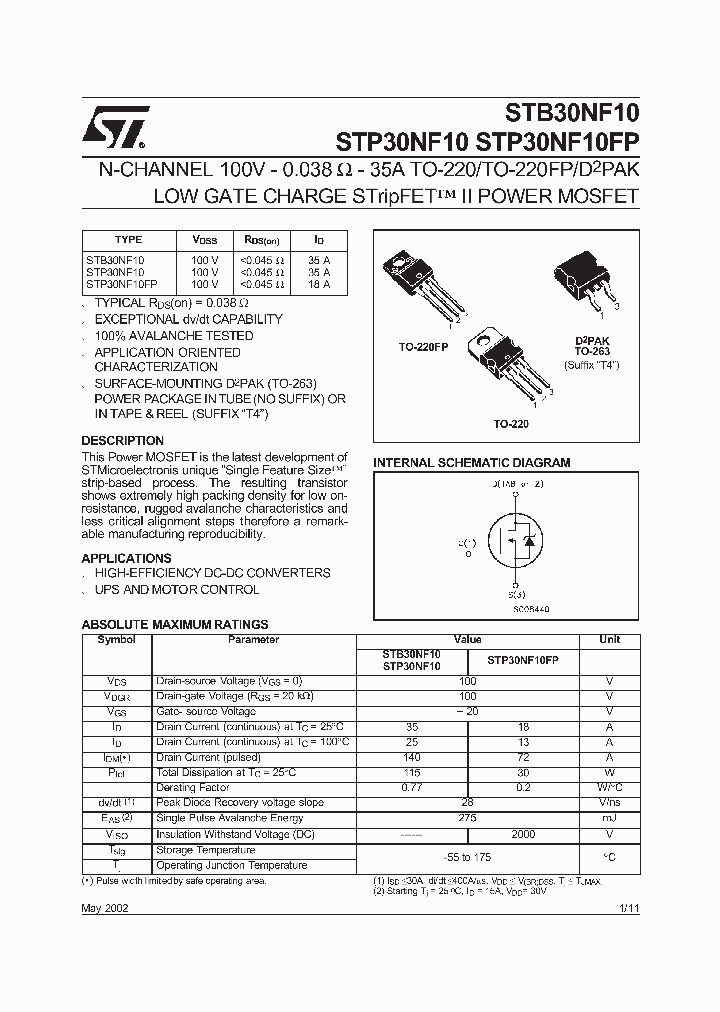 STB30NF10T4_3019764.PDF Datasheet