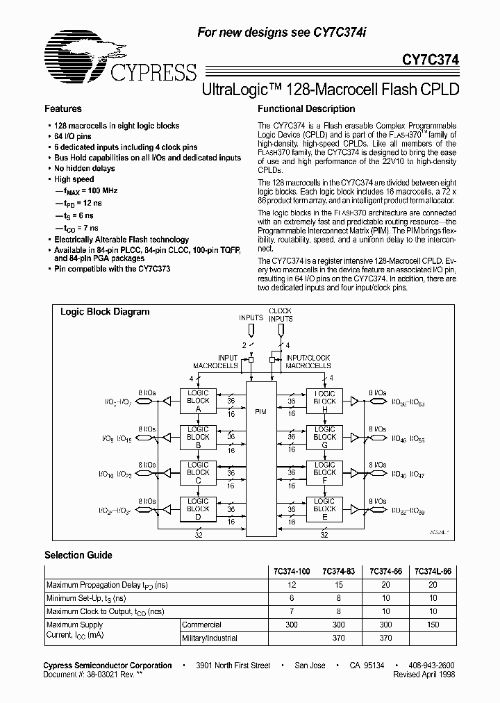 CY7C374-66AI_3017295.PDF Datasheet