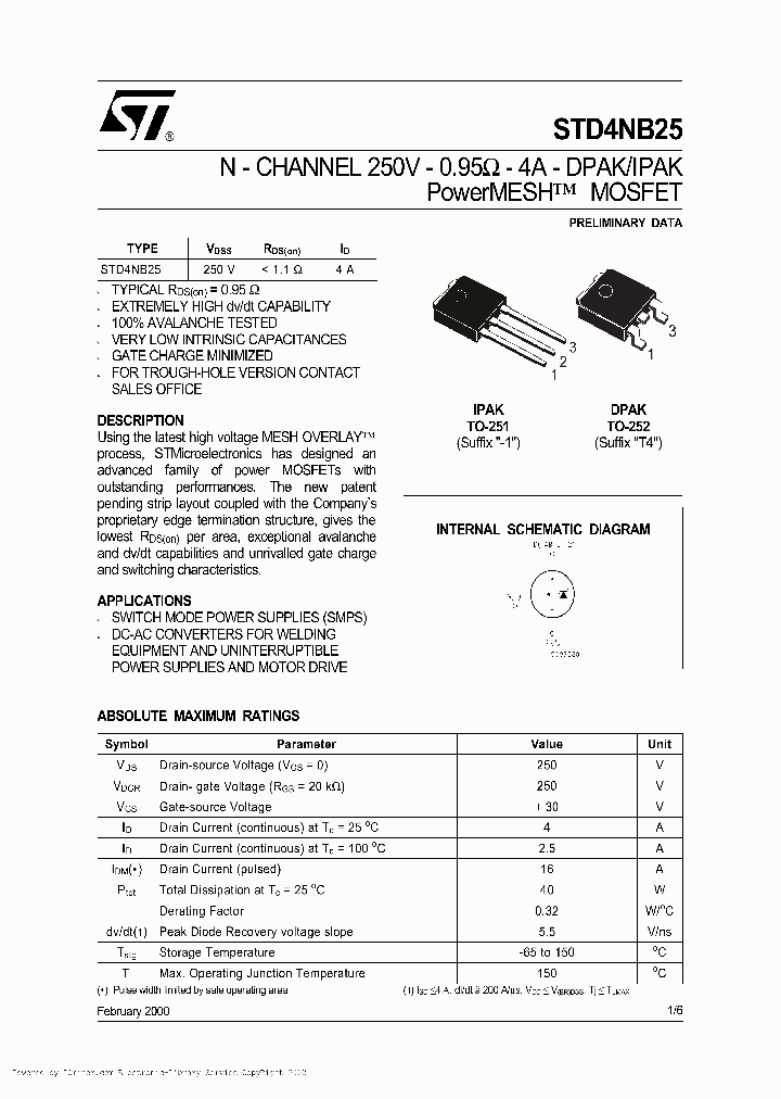 STD4NB25T4_3020206.PDF Datasheet