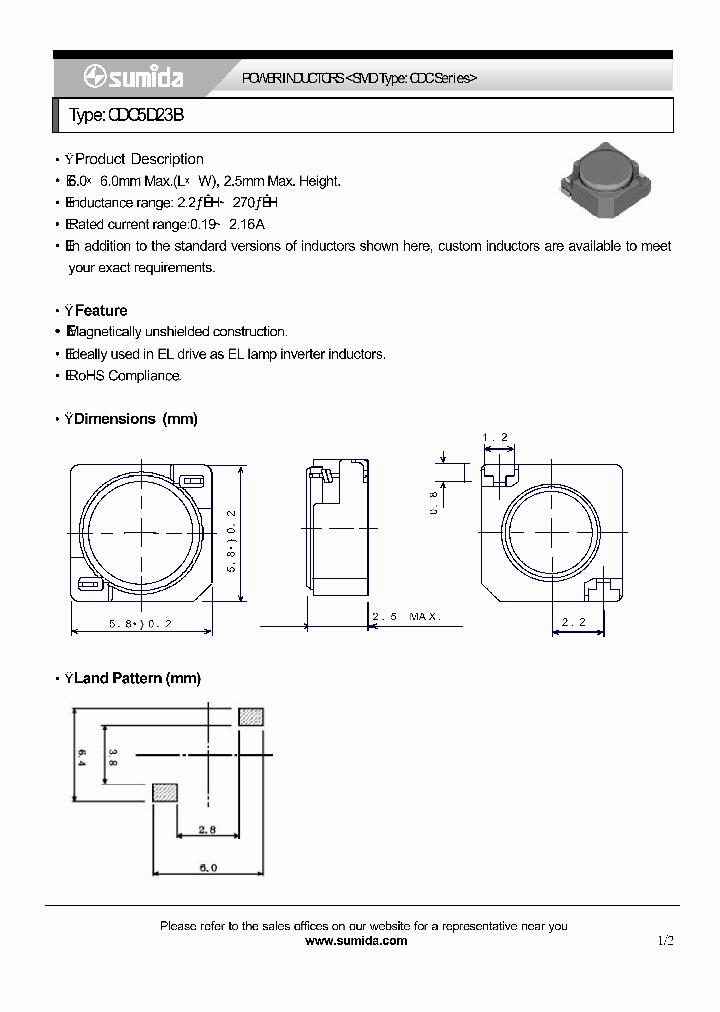 CDC5D23BNP-2R2M_3022771.PDF Datasheet