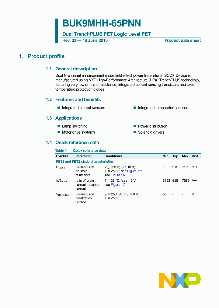 BUK9MHH-65PNN_3025260.PDF Datasheet