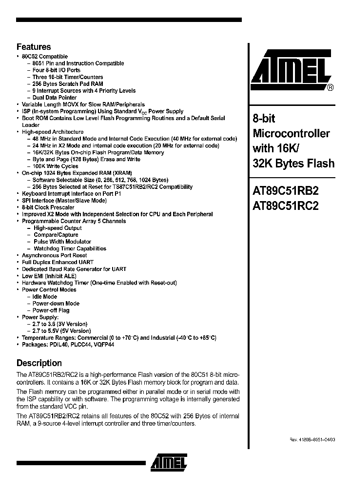 AT89C51RB2-SLSCM_3020174.PDF Datasheet