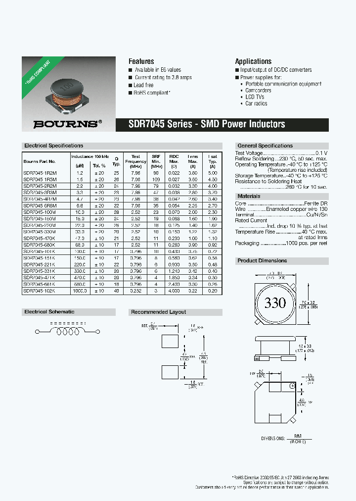 SDR7045-4R7M_3024499.PDF Datasheet