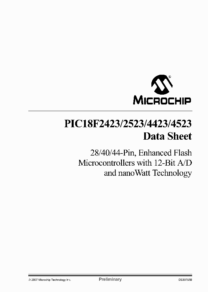 PIC18F4523-IML_3037310.PDF Datasheet