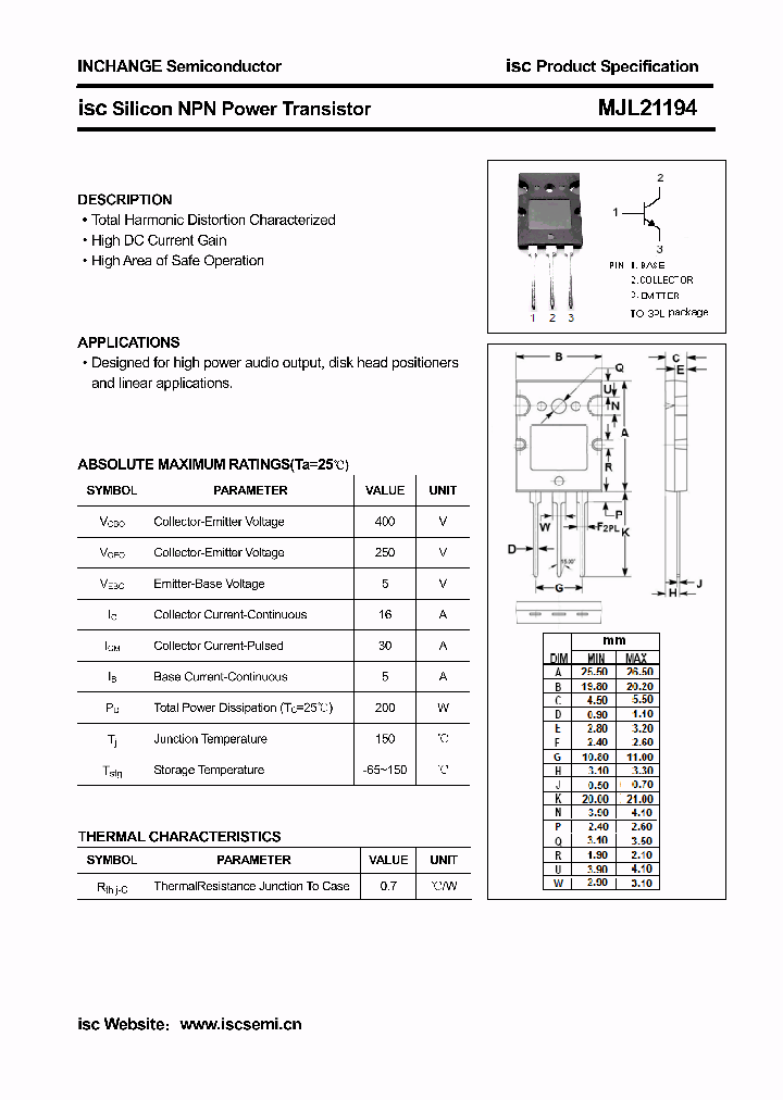 MJL21194_3038618.PDF Datasheet
