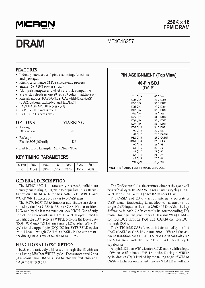 MT4C16257_3054756.PDF Datasheet