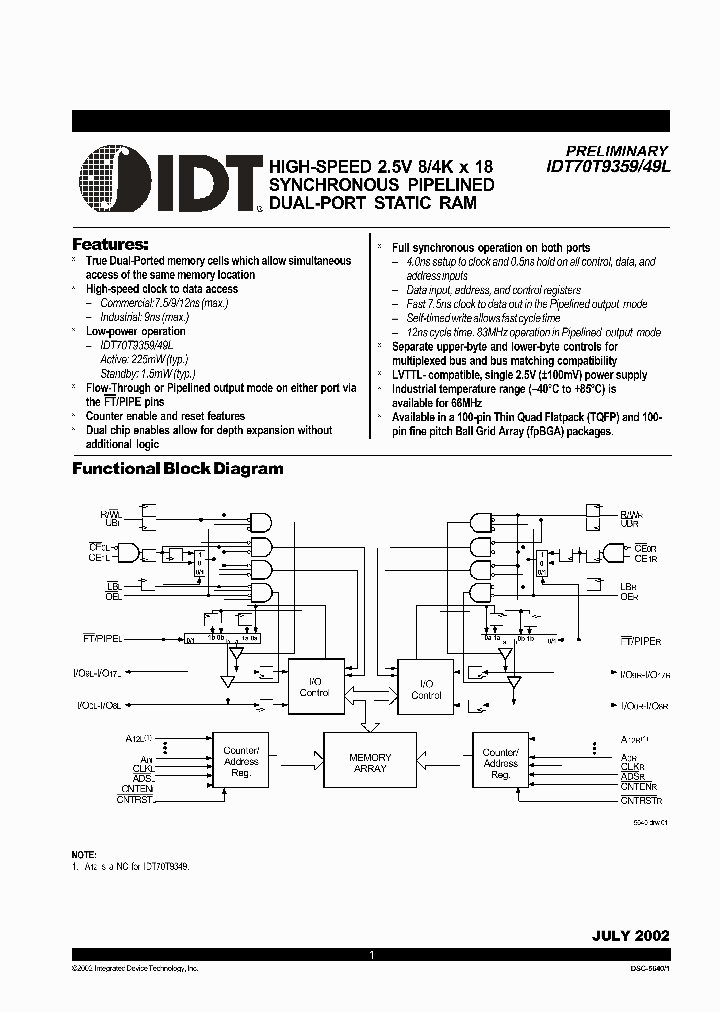 IDT70T9349L9BF_3057928.PDF Datasheet
