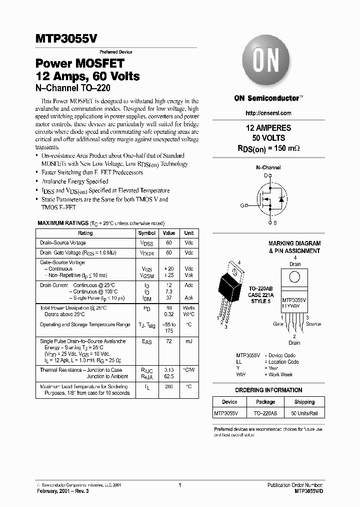 MTP3055V-D_3056999.PDF Datasheet