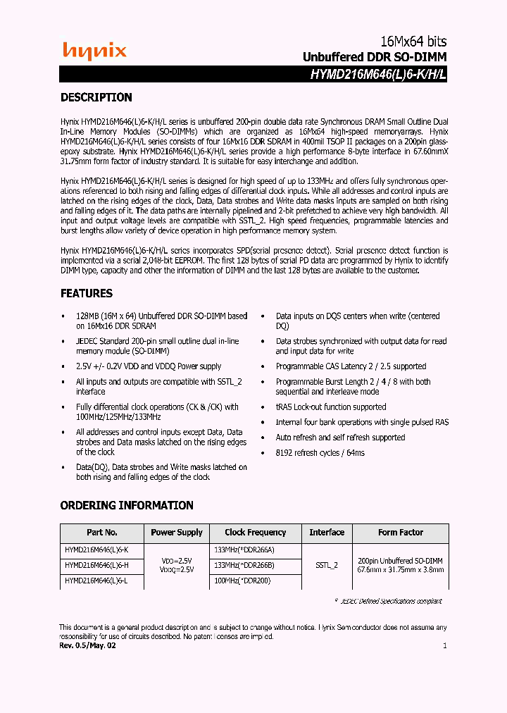 HYMD216M646L6_3058082.PDF Datasheet
