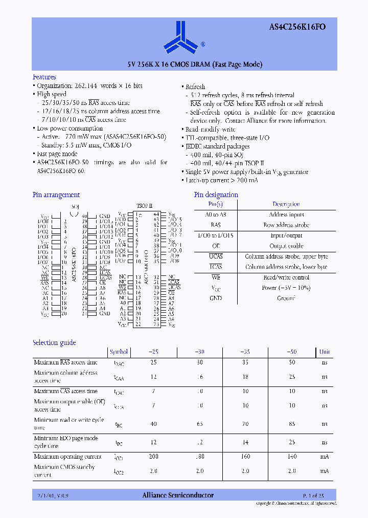 AS4C256K16FO_3058143.PDF Datasheet