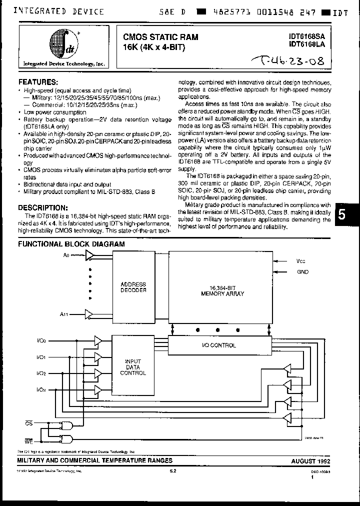 IDT6168SA35Y_3062194.PDF Datasheet
