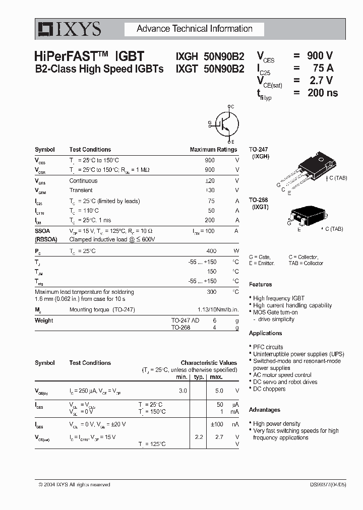 IXGH50N90B2_3064490.PDF Datasheet