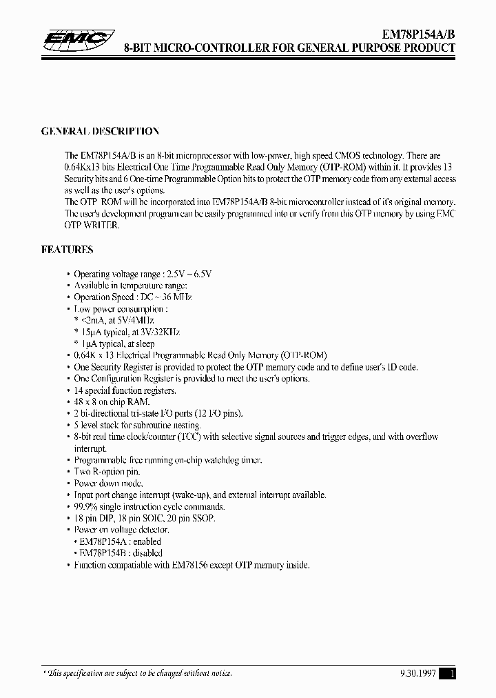EM78P154A_3067915.PDF Datasheet