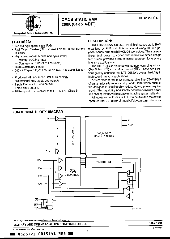 IDT61298SA25LB_3068549.PDF Datasheet