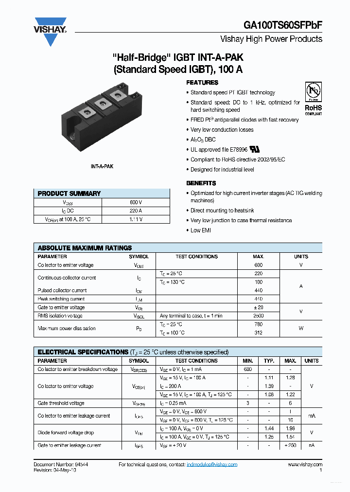 GA100TS60SFPBF_3070598.PDF Datasheet