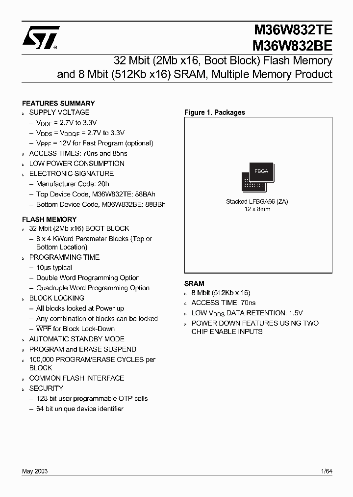 M36W832TE70ZA1T_3068172.PDF Datasheet