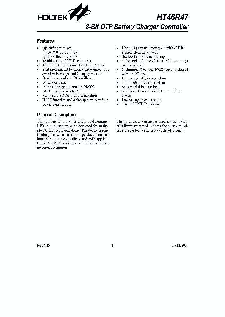HT46R4718DIP-A_3071857.PDF Datasheet