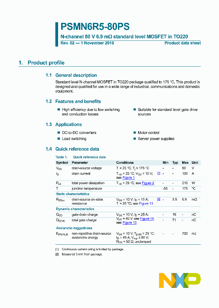 PSMN6R5-80PS_3077402.PDF Datasheet