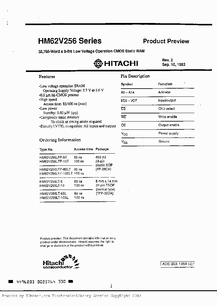 HM62V256LFP-8SLT_3077101.PDF Datasheet