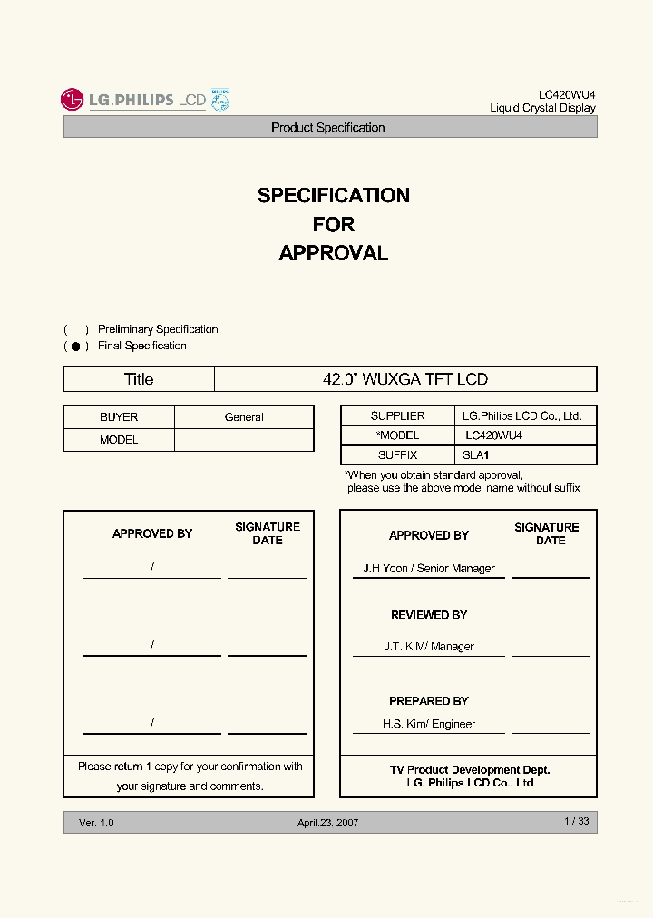 LC420WU4-SLA1_3093598.PDF Datasheet