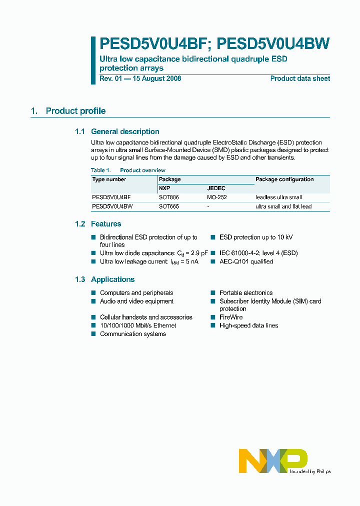 PESD5V0U4BW_3095331.PDF Datasheet