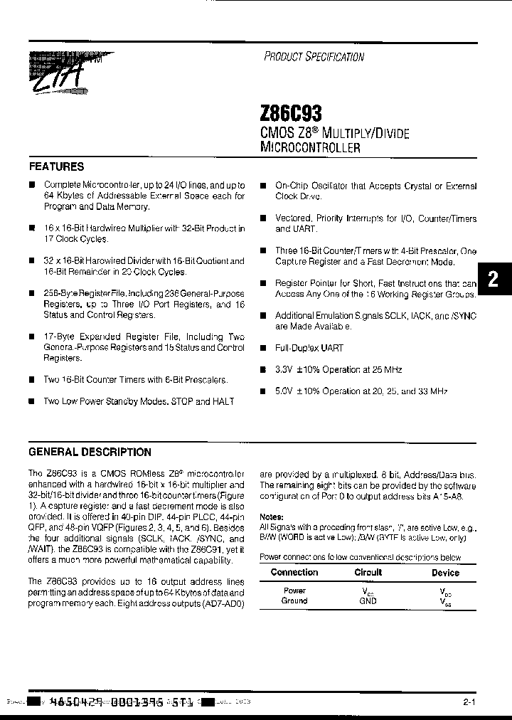 Z86C9333ASC_3095503.PDF Datasheet