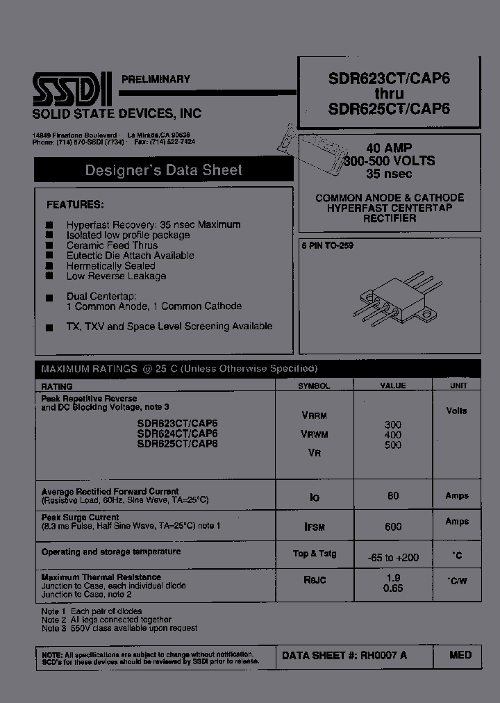 SDR625CAP6_3099206.PDF Datasheet
