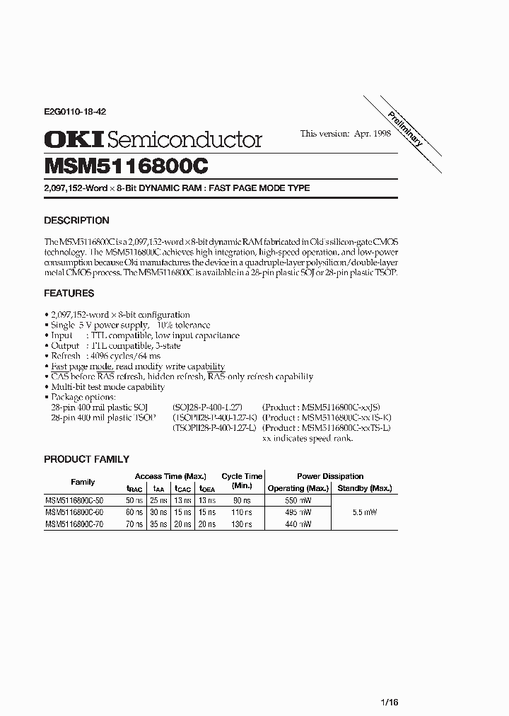 MSM5116800C-XXTS-K_3092486.PDF Datasheet