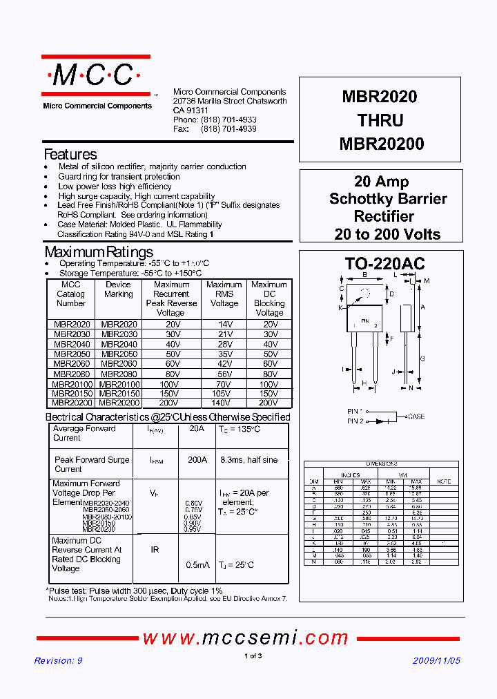 MBR2040_3100509.PDF Datasheet