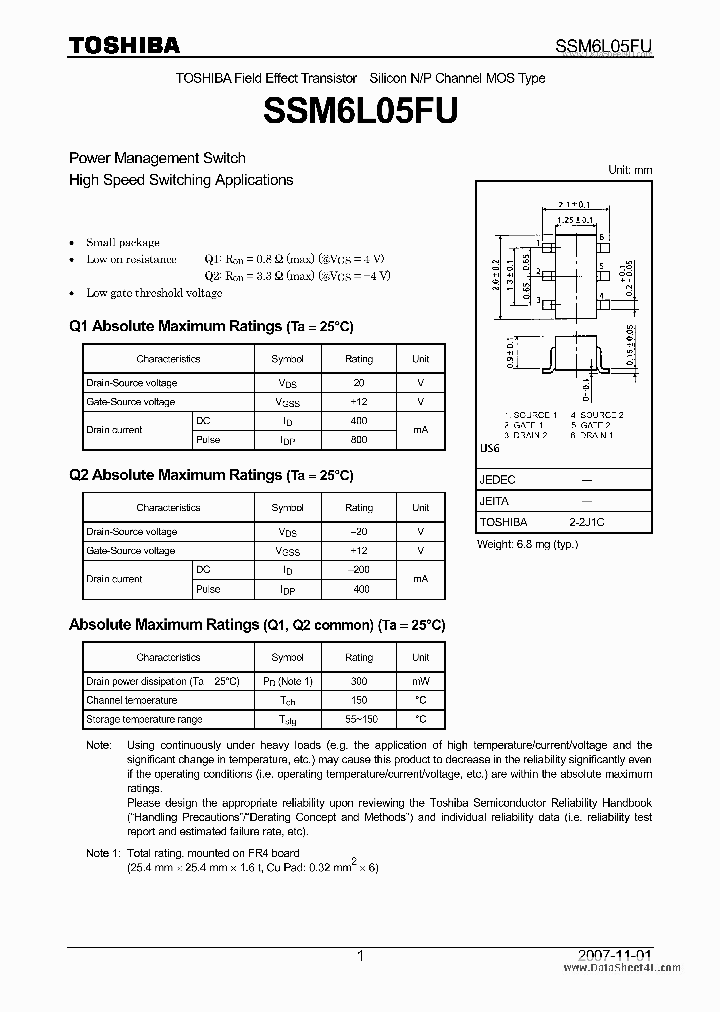 SSM6L05FU_3104221.PDF Datasheet