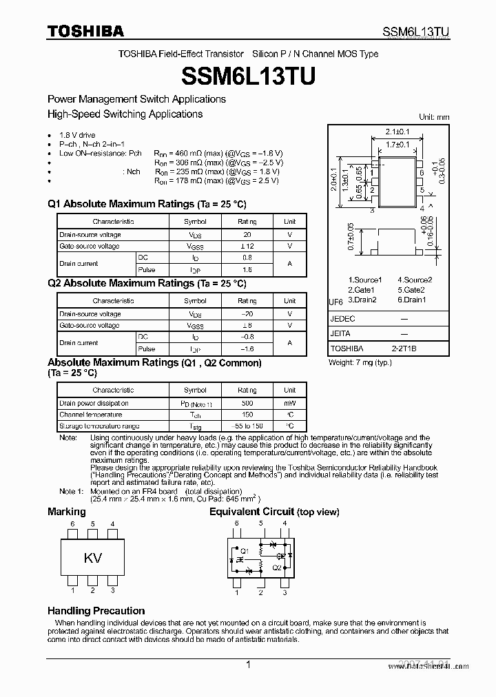 SSM6L13TU_3104225.PDF Datasheet