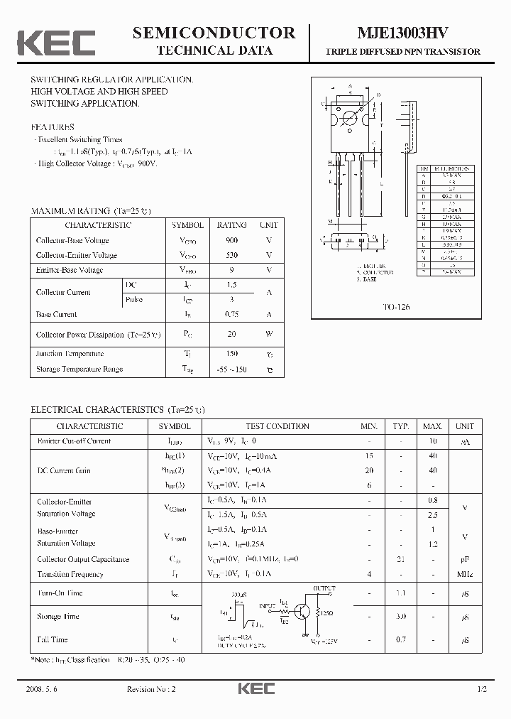 MJE13003HV08_3104162.PDF Datasheet
