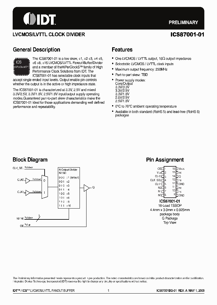 ICS87001-01_3104608.PDF Datasheet