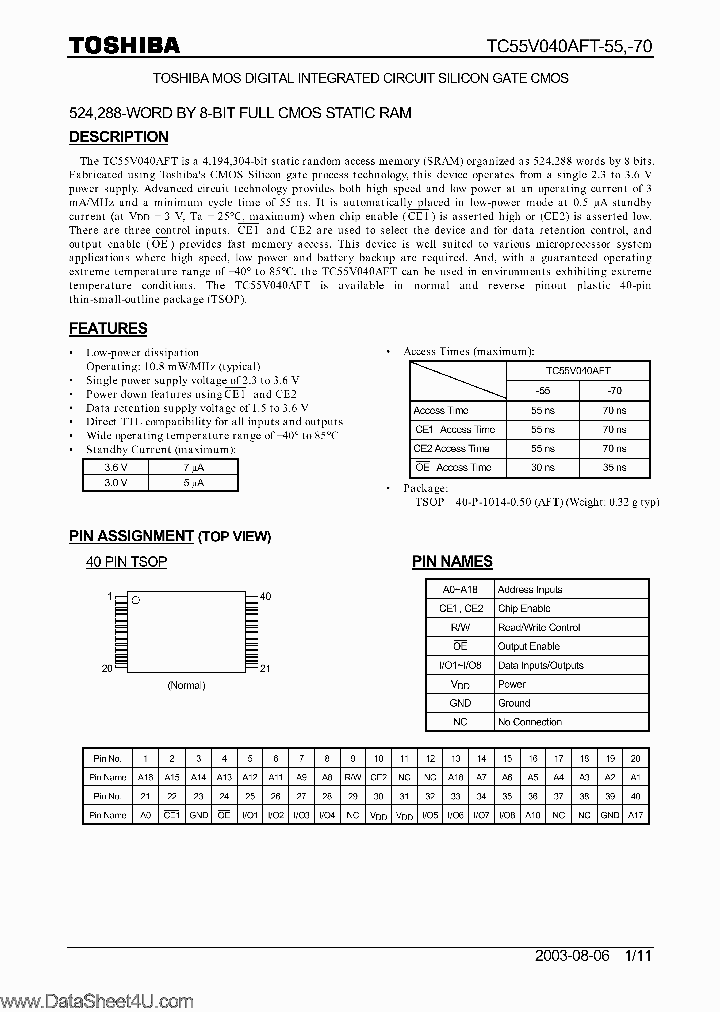 TC55V040AFT_3105805.PDF Datasheet