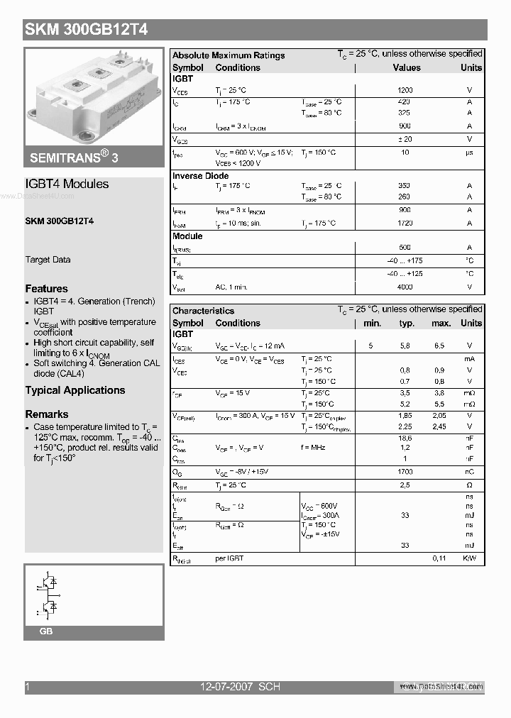 SKM300GB12T4_3107113.PDF Datasheet