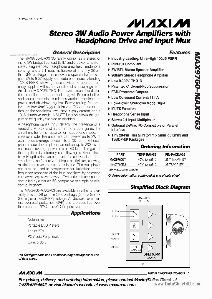 MAX9760_3107292.PDF Datasheet