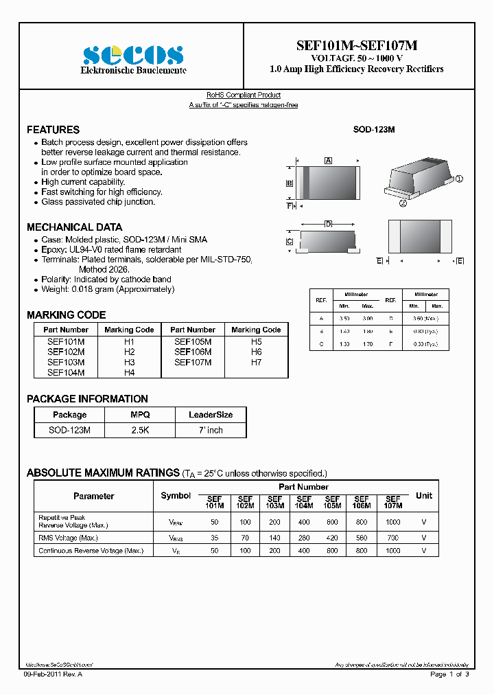 SEF101M_3107845.PDF Datasheet